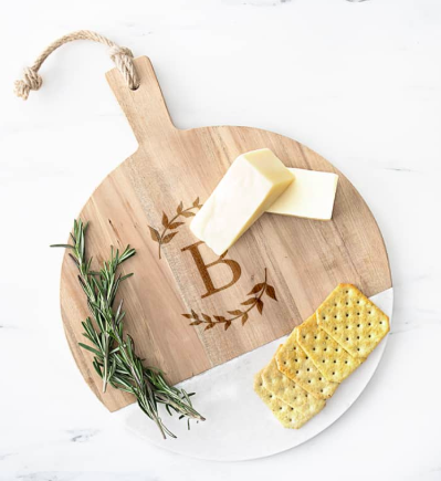 Monogram Acacia &amp; Marble Cutting Board CATHY'S CONCEPTS Price
