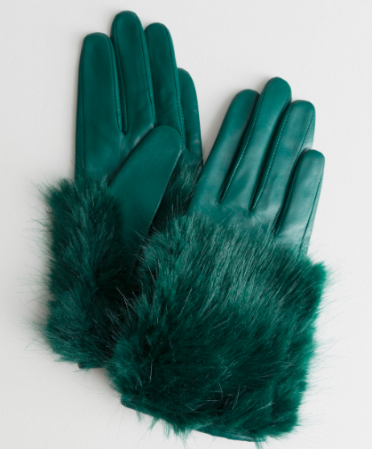 Stories Faux Fur Leather Gloves