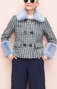 x Atlantic-Pacific Tweed Jacket with Removable Faux Fur Trim HALOGEN®