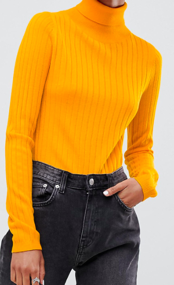 ASOS DESIGN roll neck crop sweater in rib