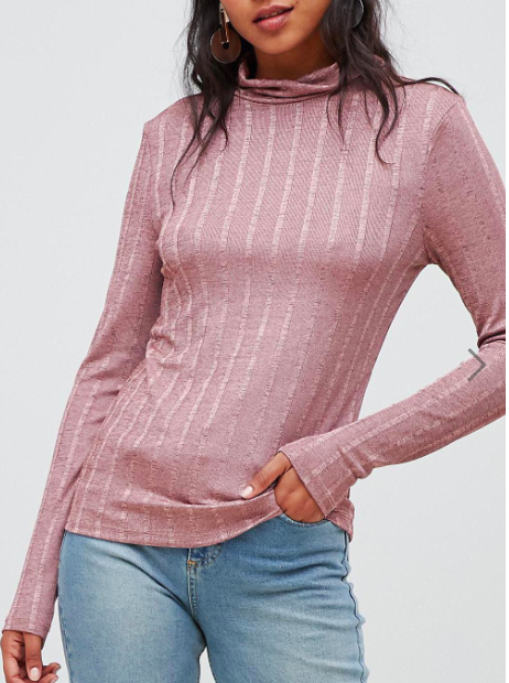 Vila Metallic Ribbed Roll Neck