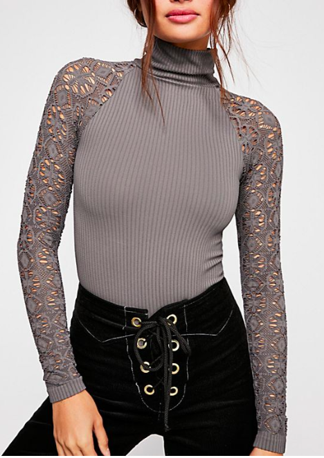 FP Rib and Lace Turtleneck
