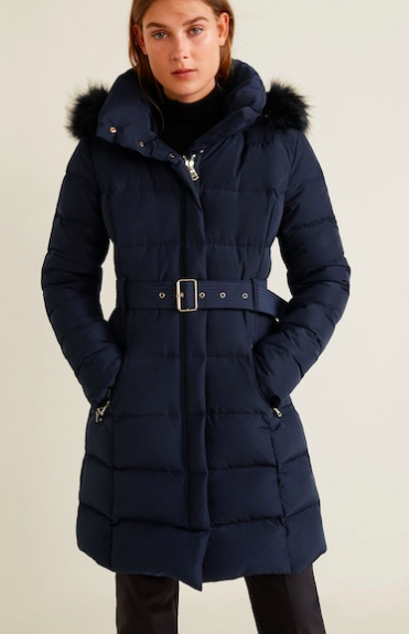 Mango Quilted feather coat