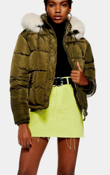 Topshop Faux Fur Lined Puffer Jacket