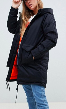 adidas originals down filled parka coat in black