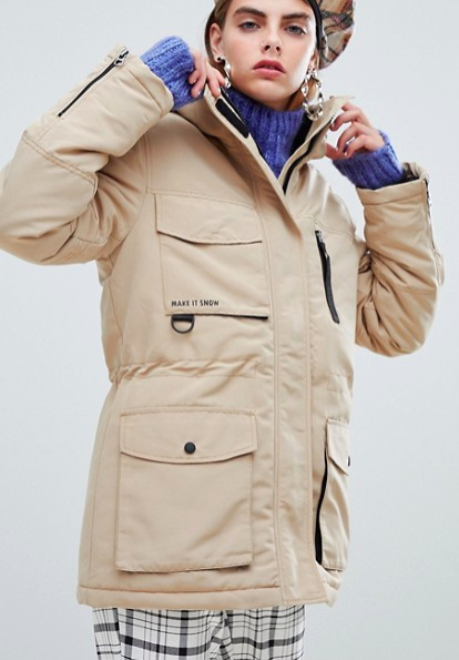 Bershka ski style parka coat