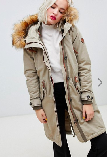Only parka with faux fur hood