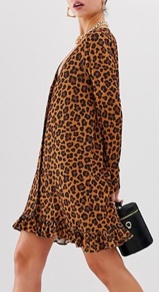 ASOS DESIGN leopard print button through mini dress