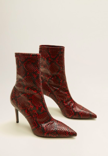 Mango Snake-effect ankle boots