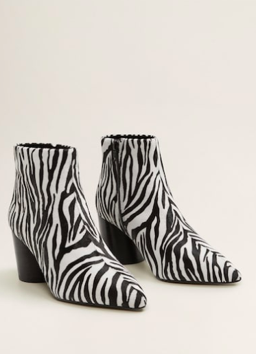Mango Zebra leather ankle boots
