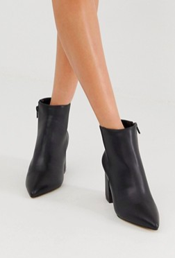 Miss Selfridge pointed heeled boots in black