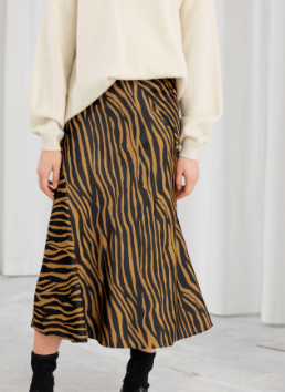 Stories Zebra Print Midi Skirt