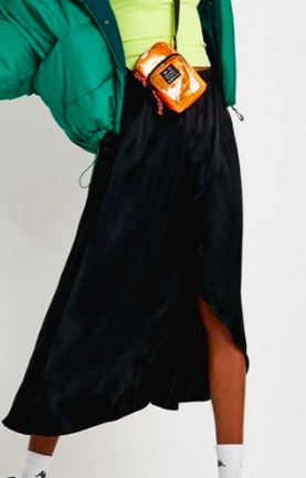 UO Florence Satin Wrap Midi Skirt