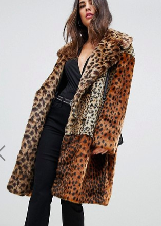 Blank NYC faux fur leopard print coat