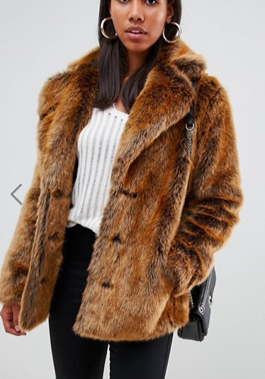 ASOS DESIGN faux fur coat with collar detail