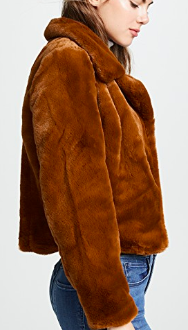 Blank Denim Cropped Faux Fur Jacket  