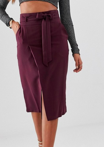 ASOS DESIGN tailored pencil skirt with obi tie