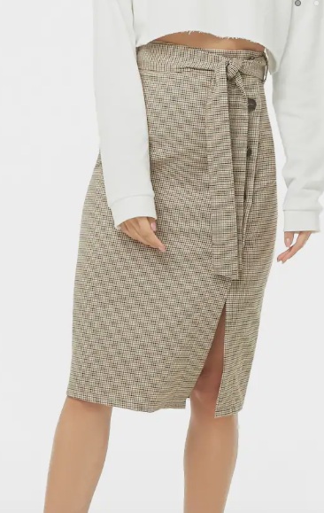 Forever 21 Houndstooth Plaid Button-Front Skirt