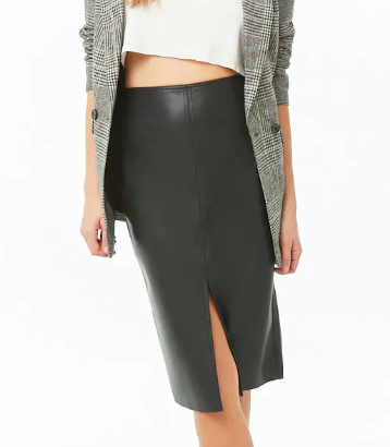 Forever 21 Faux Leather Topstitched Pencil Skirt