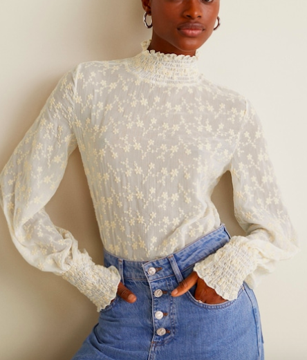 Mango Floral embroidered blouse