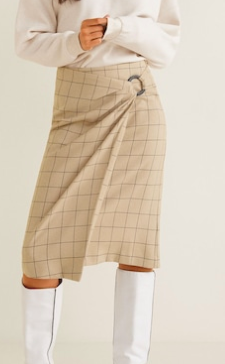 Mango Checkered asymmetric skirt