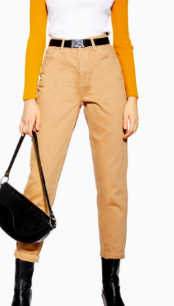 Topshop Sand Utility Mom Jeans
