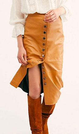 FP Leather Button Front Skirt