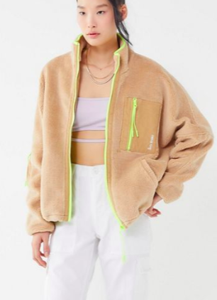 iets frans… Fleece Neon Trim Zip-Front Jacket
