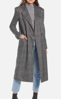 Plaid Topper Coat SOMETHING NAVY