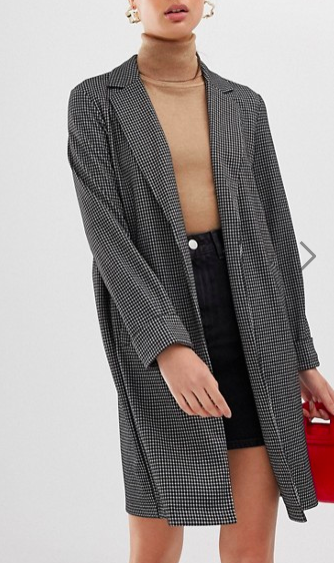 Pieces check lightweight spring coat