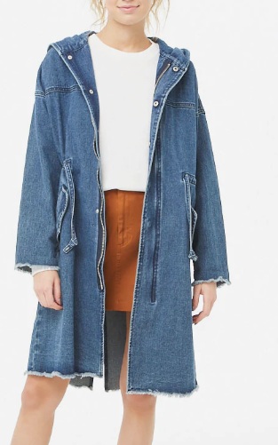 Forever 21  Hooded Longline Denim Jacket