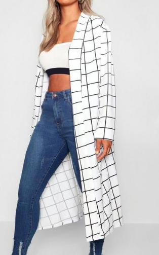 Boohoo Plus Windowpane Check Duster