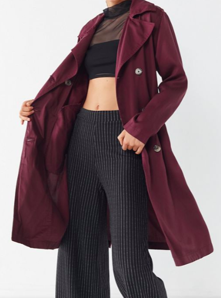 UO Belted Double-Breasted Trench Coat