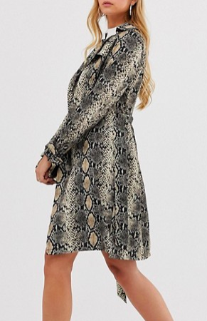 Boohoo belted midi trench coat in snake