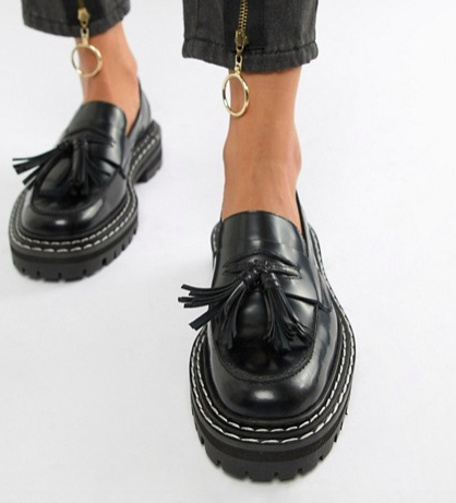 ASOS DESIGN Machine premium leather chunky tassel loafers