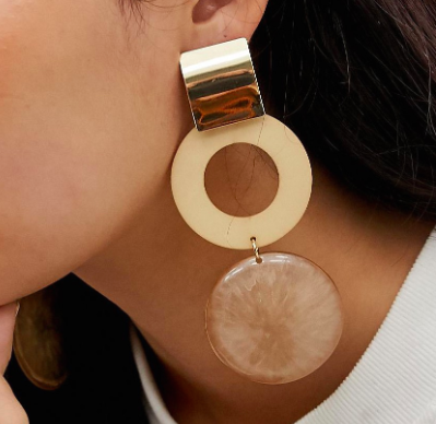 ASOS DESIGN earrings in statement resin circle design in gold