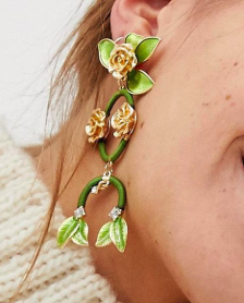 ASOS DESIGN statement earrings in pretty floral drops in gold