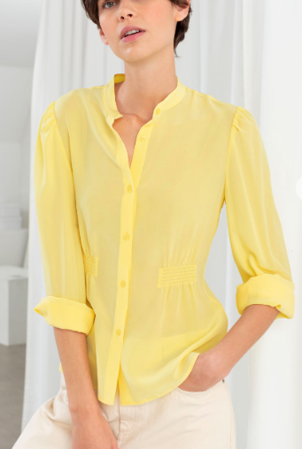 Stories Ruched Silk Blouse
