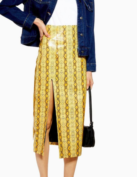 Topshop Snake PU Midi Skirt