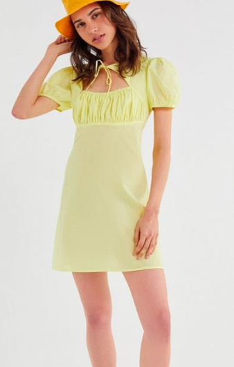 UO Winnie Tie-Front Cutout Mini Dress