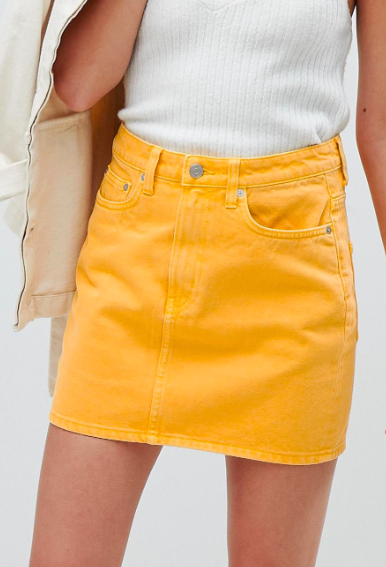 Weekday wend denim mini skirt in yellow