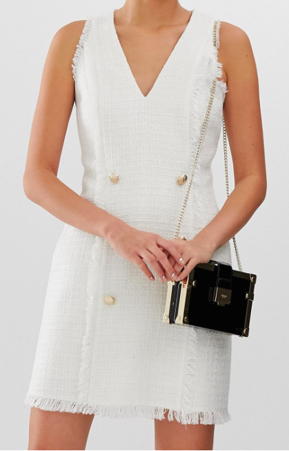 River Island boucle shift dress in ivory