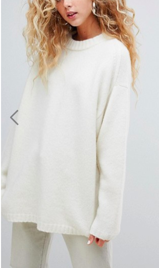 Weekday soft touch oversized sweater in off white