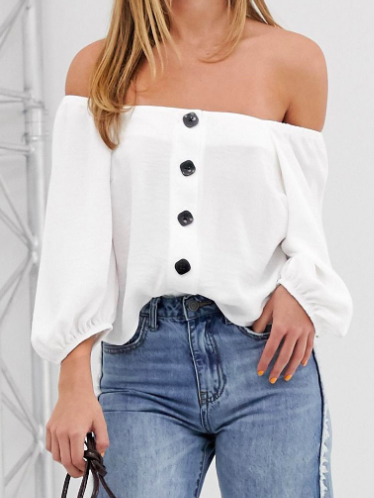 New Look herringbone blouse in white