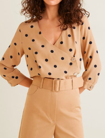 Mango Polka dot cross blouse