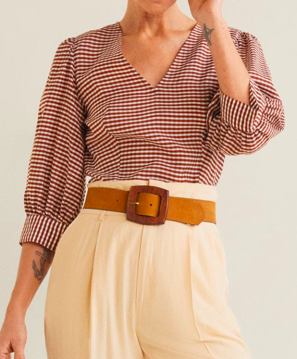 Mango Gingham check blouse