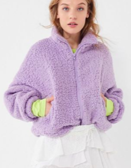 UO Willow Fuzzy Drawstring Teddy Jacket