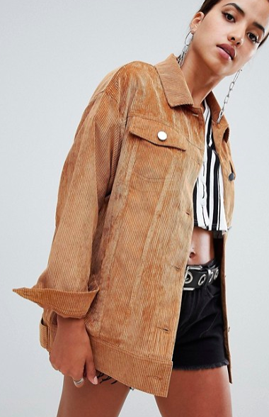 Missguided cord trucker jacket in brown