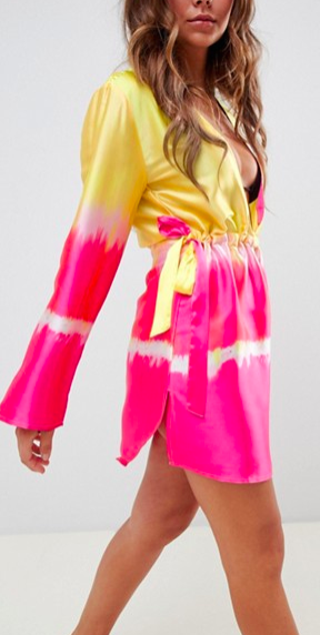 ASOS DESIGN channel waist beach cover up in ombre tie dye