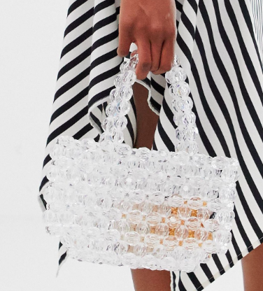 Glamorous clear beaded grab bag